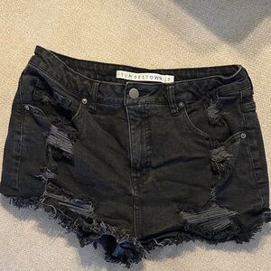 Tinseltown Charcoal Distressed Jean Shorts